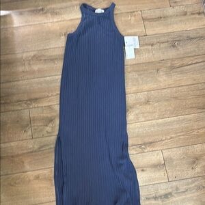 Bella Dahl Blue Sleeveless Ribbed Dress